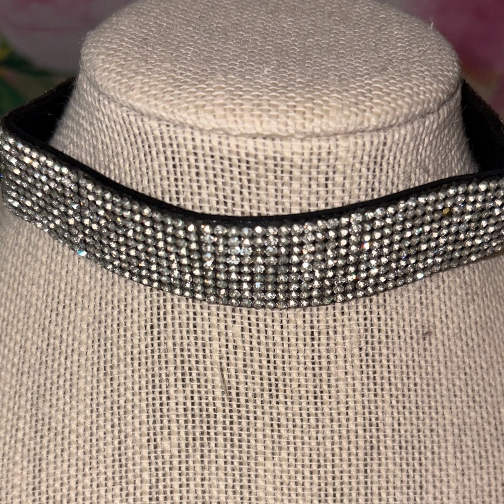 Dazzling Silver Crystal Choker Necklace